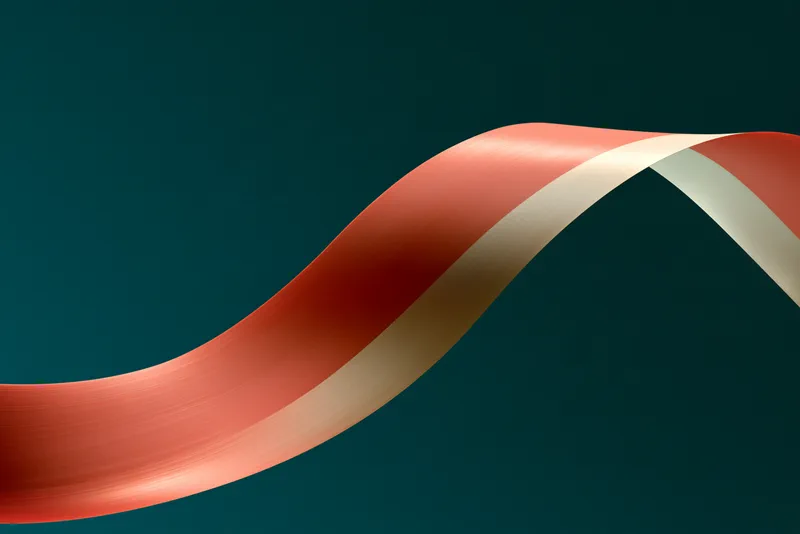 Channel Idents — a broad ribbon in coral and cream sweeping across a deep teal background