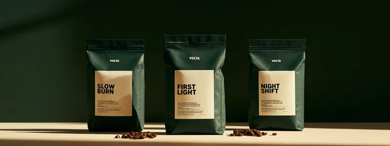 Volta Coffee — brand voice, roast names and packaging for a specialty roaster
